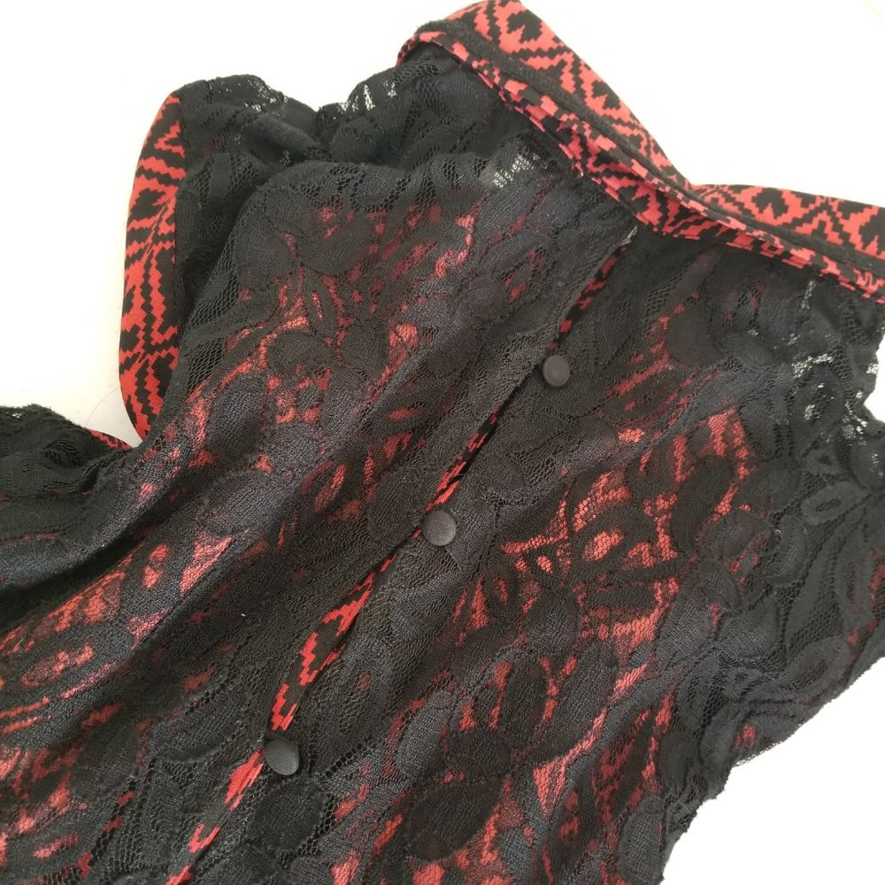 Black & Red Lace Blouse - Picture 1 of 8